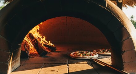 Authentic Italian Pizza Baked in a Traditional Wood-Fired Oven A Delicious Culinary Experience