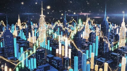 Celestial cityscape charts financial heights - Powered by Adobe