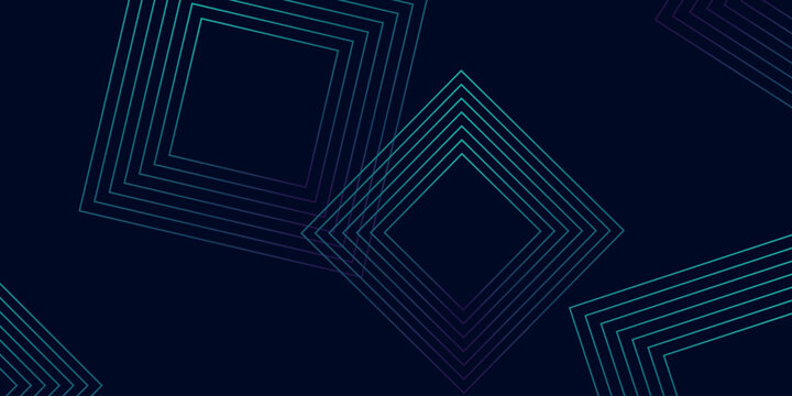 Dark background with glowing abstract geometric square lines decoration. Modern and futuristic background concept for covers, banners, brochures, certificates and websites.