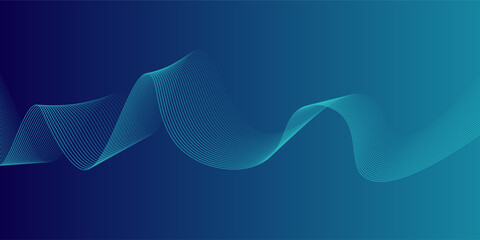 Abstract glowing wave lines on dark blue background. Dynamic wave pattern. Modern flowing wavy lines. Futuristic technology concept. Suit for banner, poster, cover, brochure, flyer, website