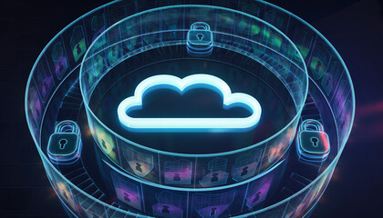 Cloud Security and Data Protection Concept with Digital Shields