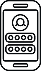 Smartphone displaying user login form, entering password for mobile account access