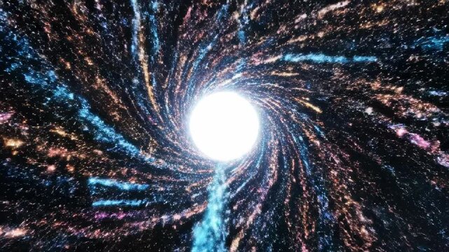 Rapid streams of luminous abstract data lines converging into a brilliant white singularity point in deep black space modern design, seamless, background