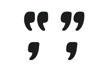 Design of black quotation marks displayed on a plain background for creative writing and expression