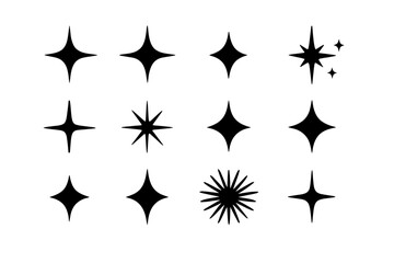Collection of diverse star shapes and designs on a white background for creative use