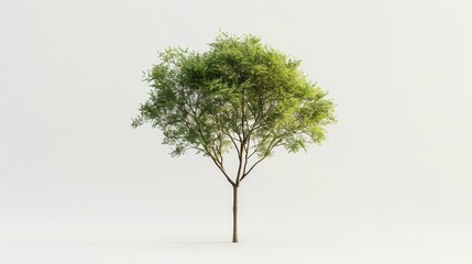 A single isolated green tree with lush foliage on a white background