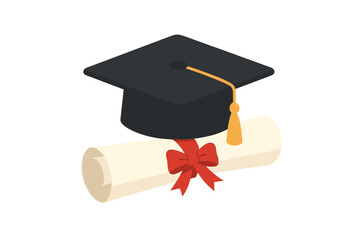 Graduation cap and diploma symbolize academic achievement and celebration of educational milestones