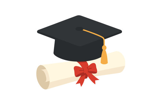 Graduation cap and diploma symbolize academic achievement and celebration of educational milestones