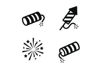 Fireworks and party poppers for festive celebrations during nighttime events and holidays