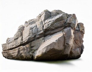 rugged stone rock formation with small fissures and weathered surface geological texture isolated on white background