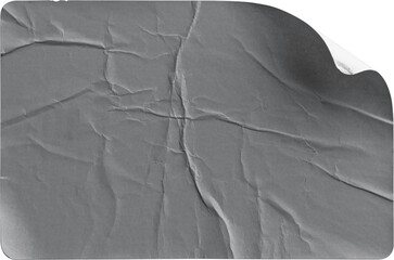 Grey Sticker Subtle Curl and Realistic Shadow isolated on transparent background