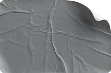 Grey Sticker Subtle Curl and Realistic Shadow isolated on transparent background