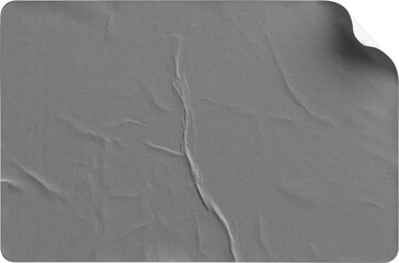 Grey Sticker Top-Right Curl with Creases isolated on transparent background