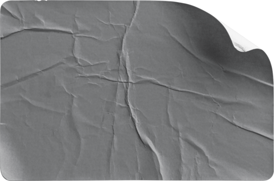 Grey Sticker Subtle Curl and Realistic Shadow isolated on transparent background