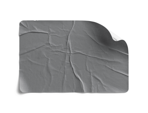 Grey Sticker Subtle Curl and Realistic Shadow