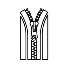 Zipper Outline Icon with Partially Open Fastener