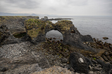Gatklettur, the unique basalt rock arch on the shore of  Arnarstapi, Sn&aelig;fellsnes Peninsula, Iceland