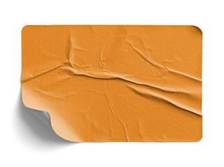 Orange Bottom-Left Corner Sticker Curl with Wrinkles