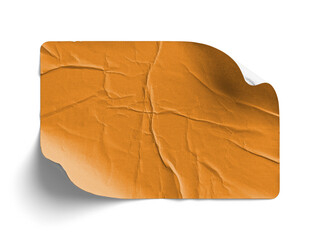 Orange Crumpled Sticker with Top-Right Folded Corner