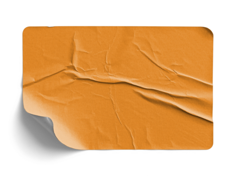 Orange Bottom-Left Corner Sticker Curl with Wrinkles