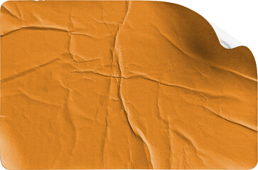 Orange Sticker Subtle Curl and Realistic Shadow isolated on transparent background