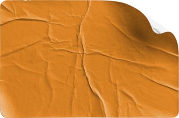 Orange Sticker Subtle Curl and Realistic Shadow isolated on transparent background