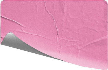 Pink Lower-Left Corner Sticker Curl with Strong Shadow isolated on transparent background