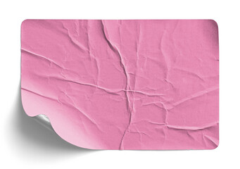 Wrinkled Pink Sticker with Slight Curl