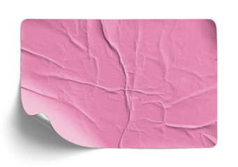 Wrinkled Pink Sticker with Slight Curl