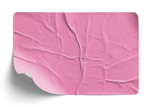 Wrinkled Pink Sticker with Slight Curl