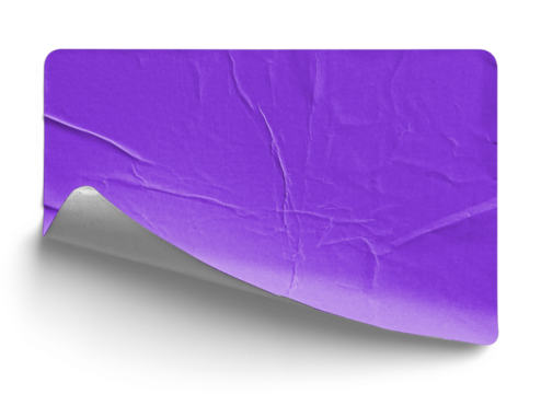 Purple Lower-Left Corner Sticker Curl with Strong Shadow