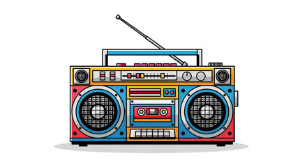 Throwback vibes with this retro boombox illustration, perfect for adding a funky 80s touch to your designs and projects today, get that nostalgic feel!