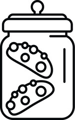 Pickled cucumbers preserving food inside a glass jar outline icon