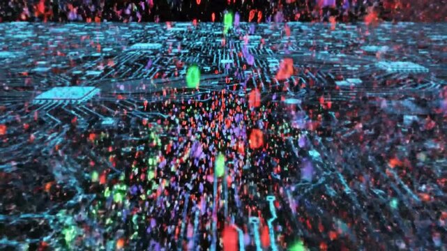 Cybernetic river flows through digital dimensions