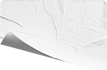 White Lower-Left Corner Sticker Curl with Strong Shadow isolated on transparent background