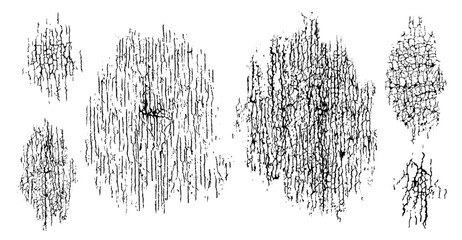 Plastisol texture set with cracked, distressed, and grunge ink effects. Perfect for t-shirt designs, screen printing, overlays, vintage graphics, and worn-out print styles.