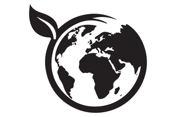 Black and white earth silhouette with plant sprout background
