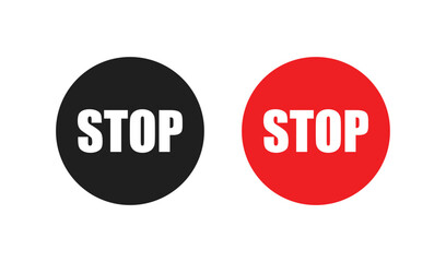 Two oval stop signs one red one black with white text