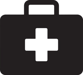   First aid kit bold vector silhouette icon, medical emergency and healthcare equipment isolated.