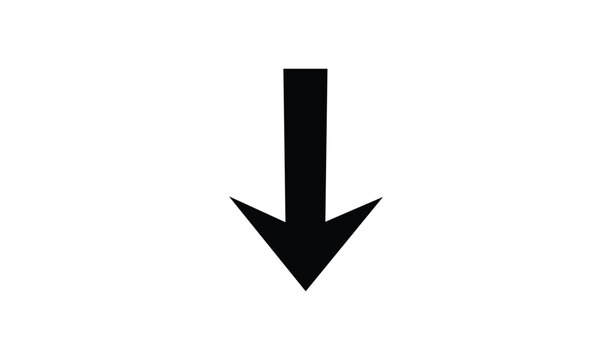 Simple black downward arrow icon on white background