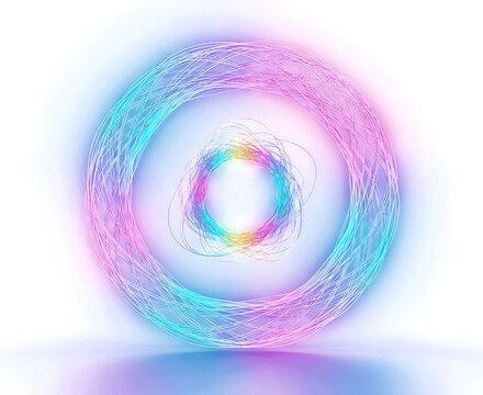 Vibrant energy circles radiating light and color, perfect for spiritual or technology concepts