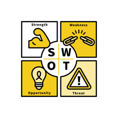 SWOT分析のアイコンイラストセット