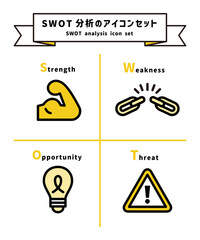 SWOT分析のアイコンイラストセット