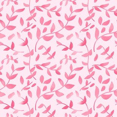 Seamless Watercolor pink Leaves Pattern Background