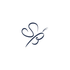 letter SB initial as butterfly logo icon vector template