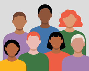 Diverse Group of People Standing Together Representing Unity Equality and Multiculturalism in a Flat Vector Illustration Style Design