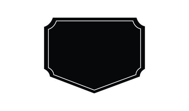 Blank black shield shape with white outline isolated on white background