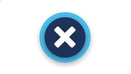 Obraz premium Blue glossy circle button with a red cross symbol for cancel or delete web design illustration icon