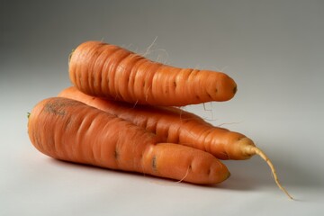 Unusual twisted carrot isolated on white background