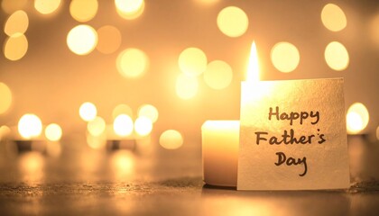 A warm and glowing tribute for Father's Day, featuring a lit candle and a heartfelt message